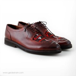 کفش مردانه چرمی دست دوز سوزندوزی قهوه ای سایز 42 چاوان - chavan