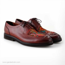 کفش مردانه چرمی دست دوز سوزندوزی قهوه ای سایز 44 چاوان-chavan