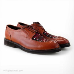 کفش مردانه چرمی دست دوز سوزندوزی عسلی سایز 43 چاوان - chavan