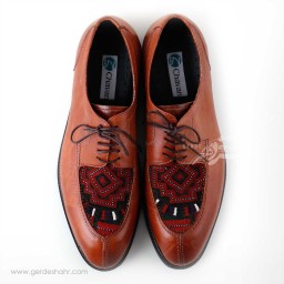 کفش مردانه چرمی دست دوز سوزندوزی عسلی سایز 42 چاوان - chavan