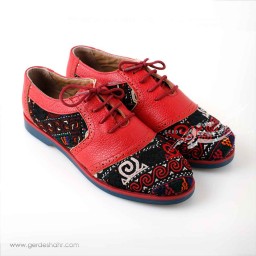 کفش زنانه چرمی دست دوز سوزندوزی طرح یک قرمز سایز 37 چاوان -  chavan