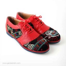 کفش زنانه چرمی دست دوز سوزندوزی طرح سه قرمز سایز 37 چاوان -  chavan