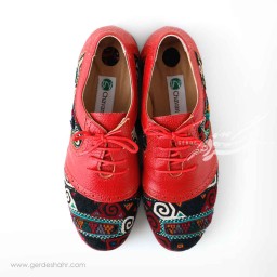 کفش زنانه چرمی دست دوز سوزندوزی طرح سه قرمز سایز 37 چاوان -  chavan