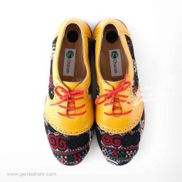 کفش زنانه چرمی دست دوز سوزندوزی طرح یک زرد سایز 37 چاوان -  chavan