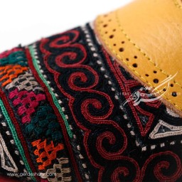 کفش زنانه چرمی دست دوز سوزندوزی طرح یک زرد سایز 38 چاوان -  chavan