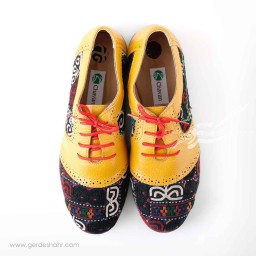 کفش زنانه چرمی دست دوز سوزندوزی طرح دو زرد سایز 38 چاوان -  chavan