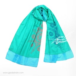 شال سبز آبی خورشید ایرانی عرض 50 گدار گنجه رخت