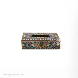 جعبه چوبی کاور دستمال کاغذی نقش کاشی هفتگان جعبه و صندوقچه